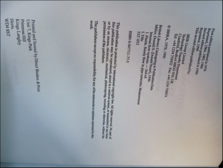 Internal flow systems, D S Miller